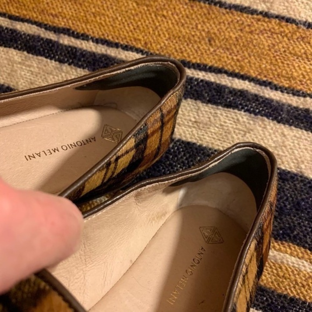 ANTONIO‎ MELANI Women Plaid Calf Hair Loafers Flats Shoes Preppy Old Money 9M - Picture 4 of 10